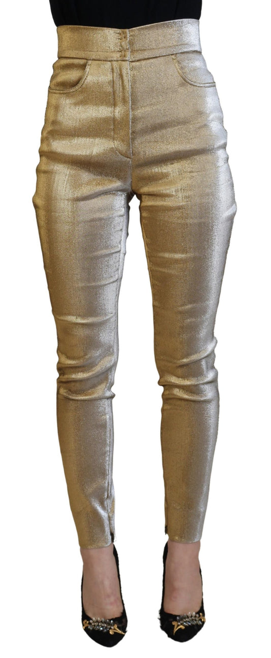 Dolce & Gabbana Elegant Gold-Toned Denim Pants