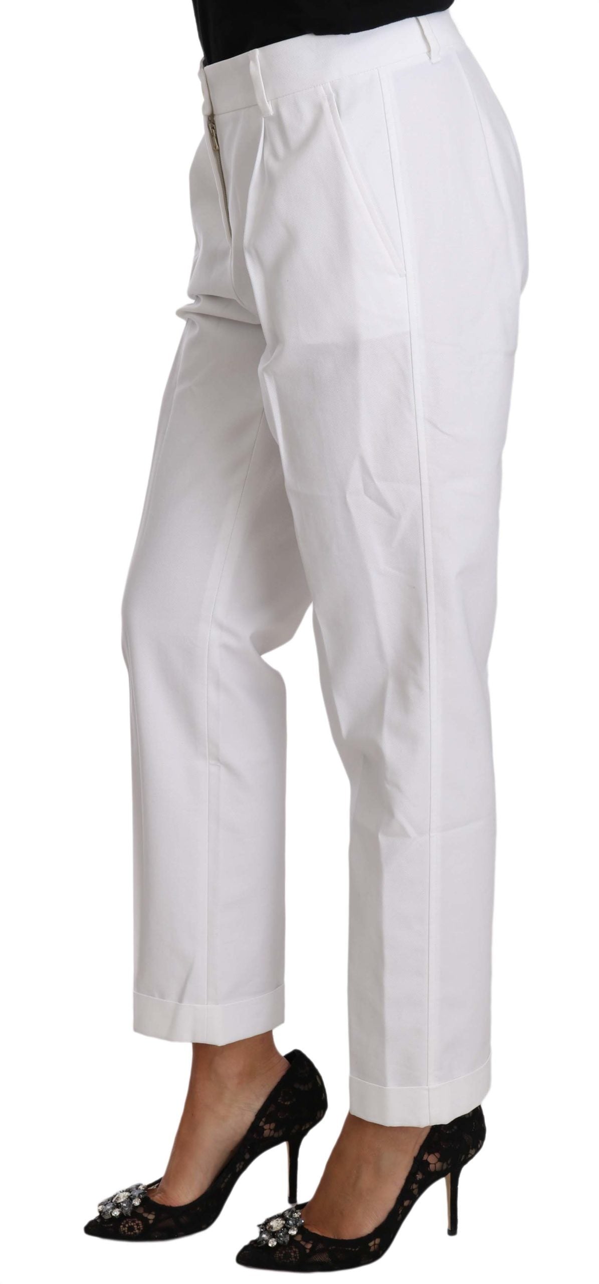 Dolce & Gabbana Elegant White Cotton Blend Trousers