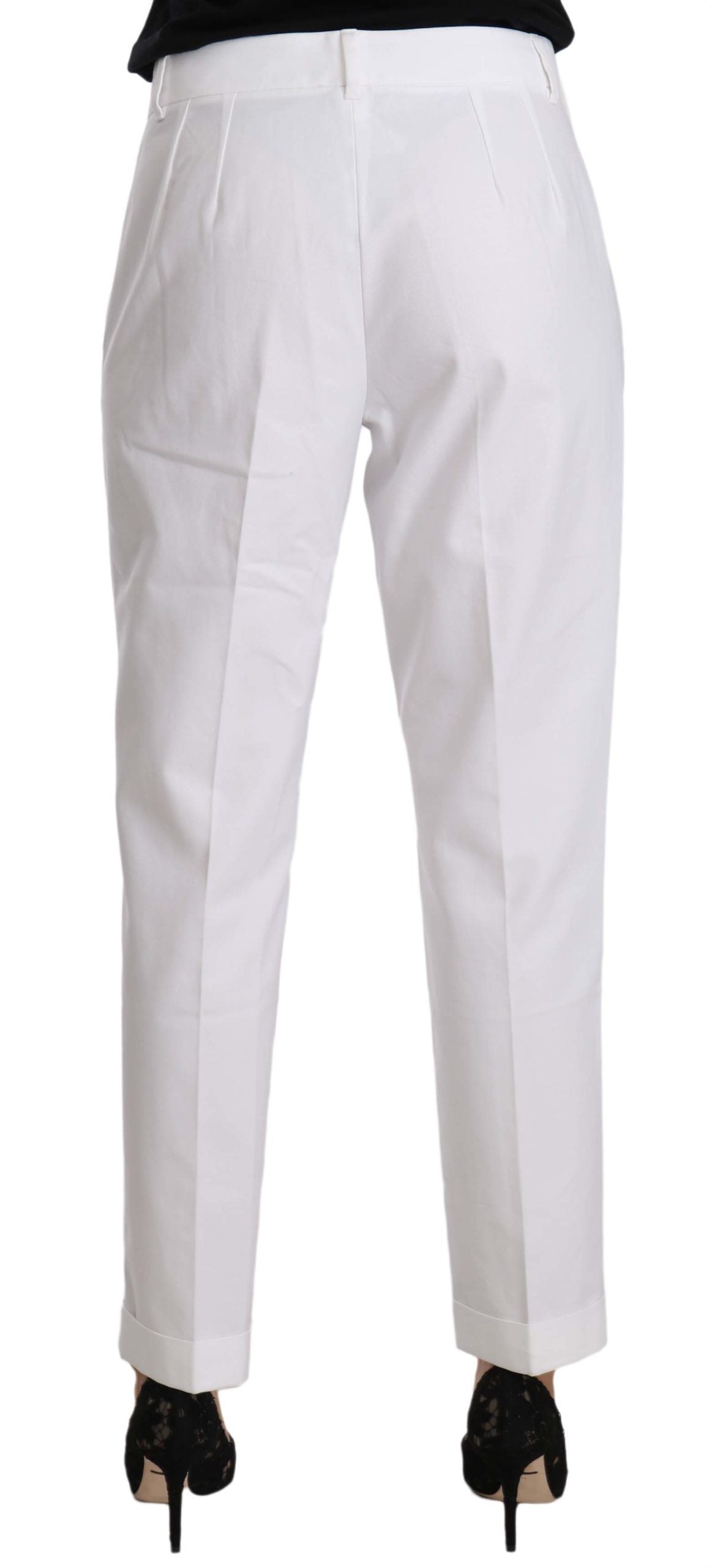 Dolce & Gabbana Elegant White Cotton Blend Trousers