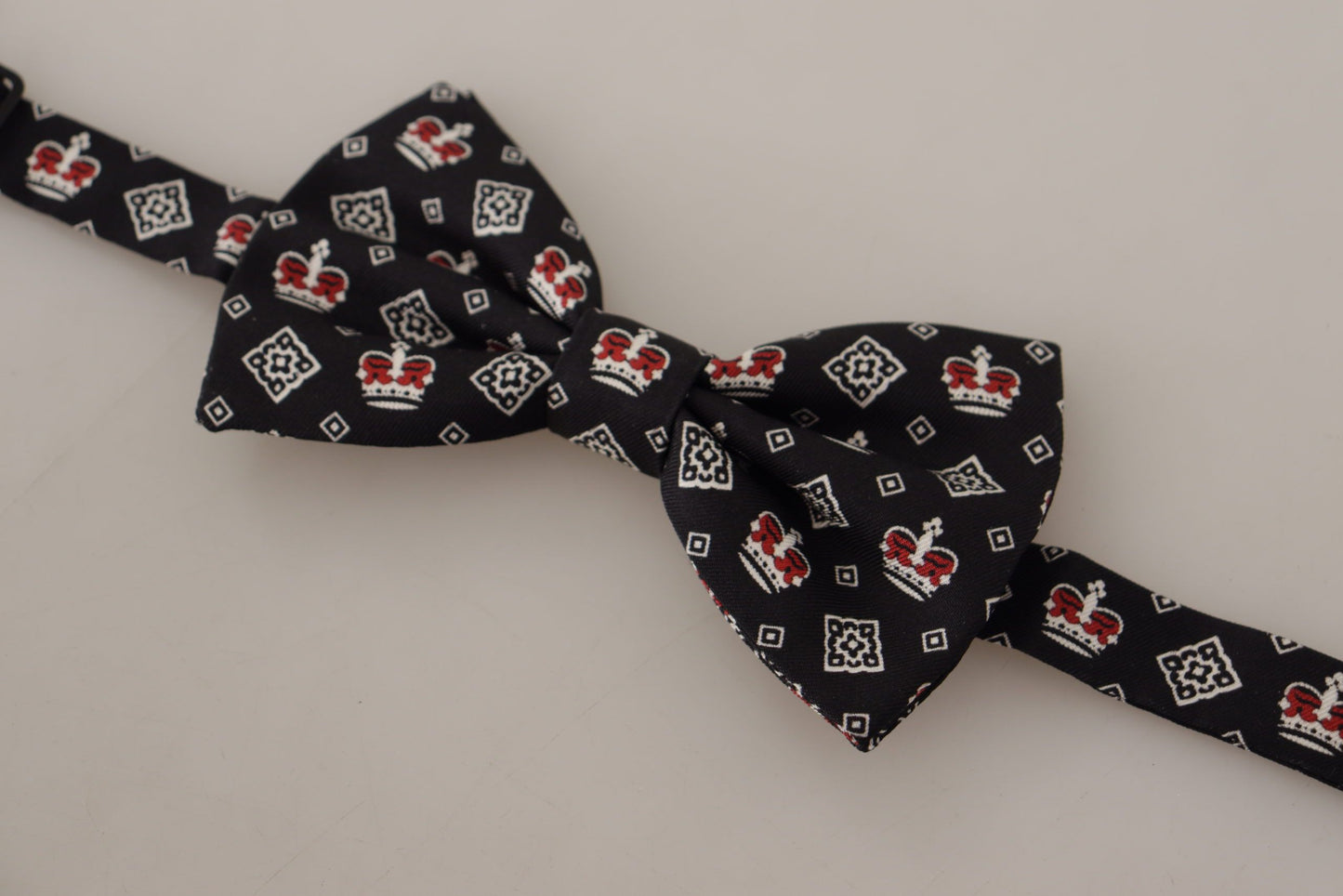 Dolce & Gabbana Elegant Black Silk Crown Pattern Bow Tie