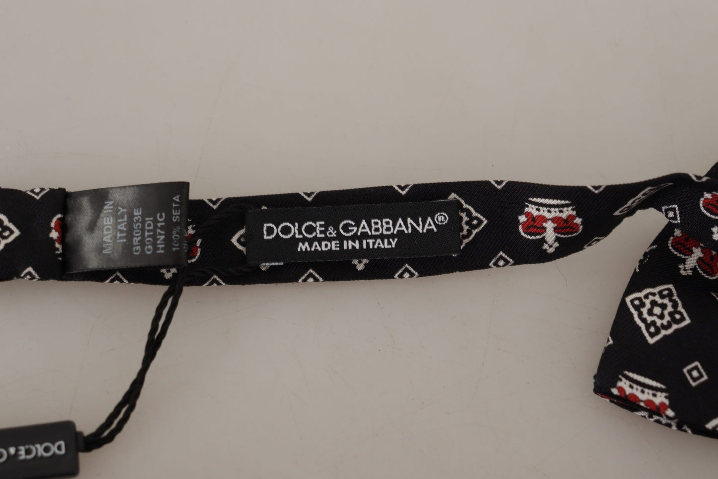 Dolce & Gabbana Elegant Black Silk Crown Pattern Bow Tie