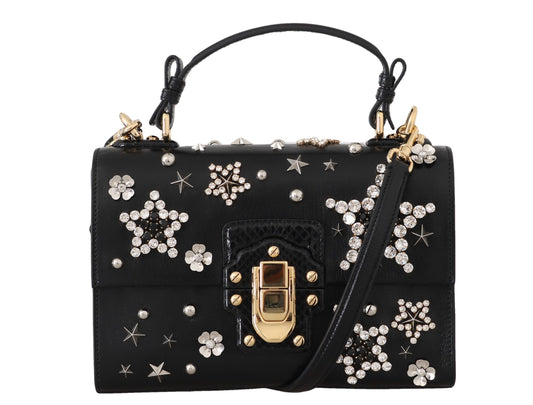 Dolce & Gabbana Elegant Black Leather & Exotic Ayers Satchel