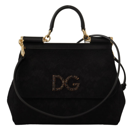 Dolce & Gabbana Elegant Sicily Shoulder Bag in Black