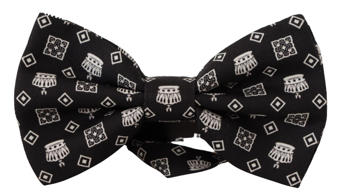 Dolce & Gabbana Elegant Silk Black Crown Bow Tie