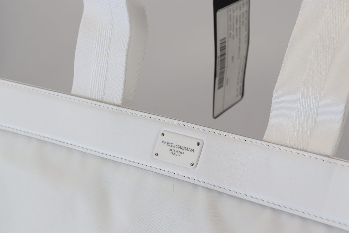 Dolce & Gabbana Elegant White Nylon Tote Bag with Leather Accents