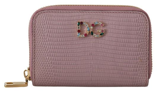 Dolce & Gabbana Elegant Pink Leather Zip Around Wallet