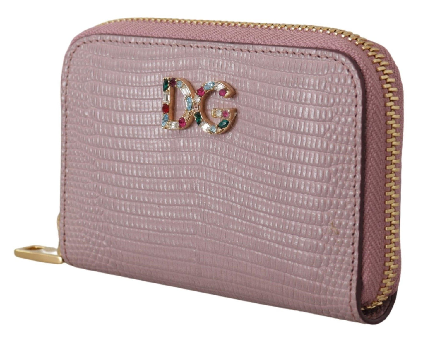 Dolce & Gabbana Elegant Pink Leather Zip Around Wallet