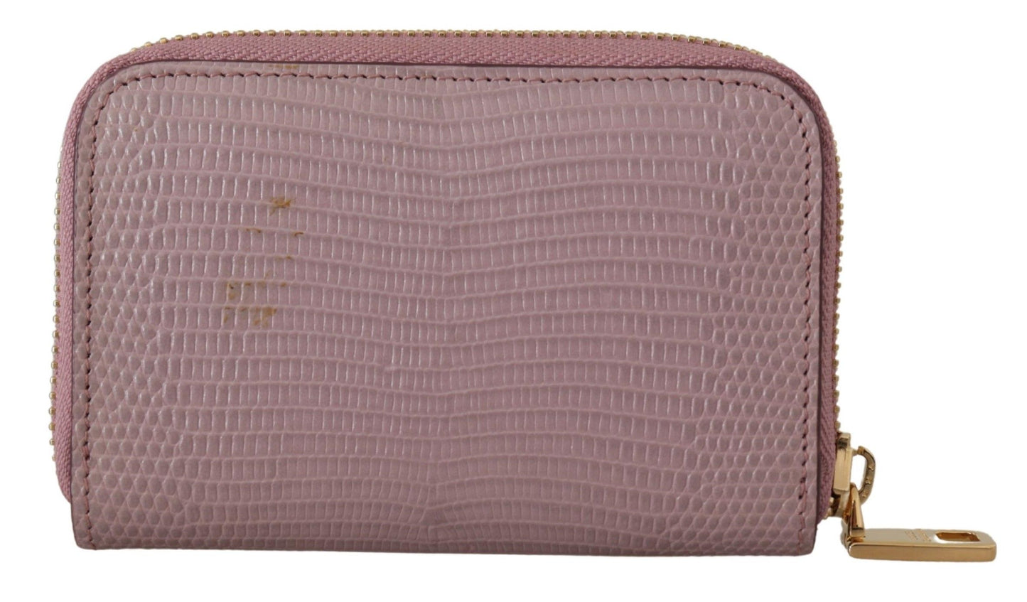 Dolce & Gabbana Elegant Pink Leather Zip Around Wallet