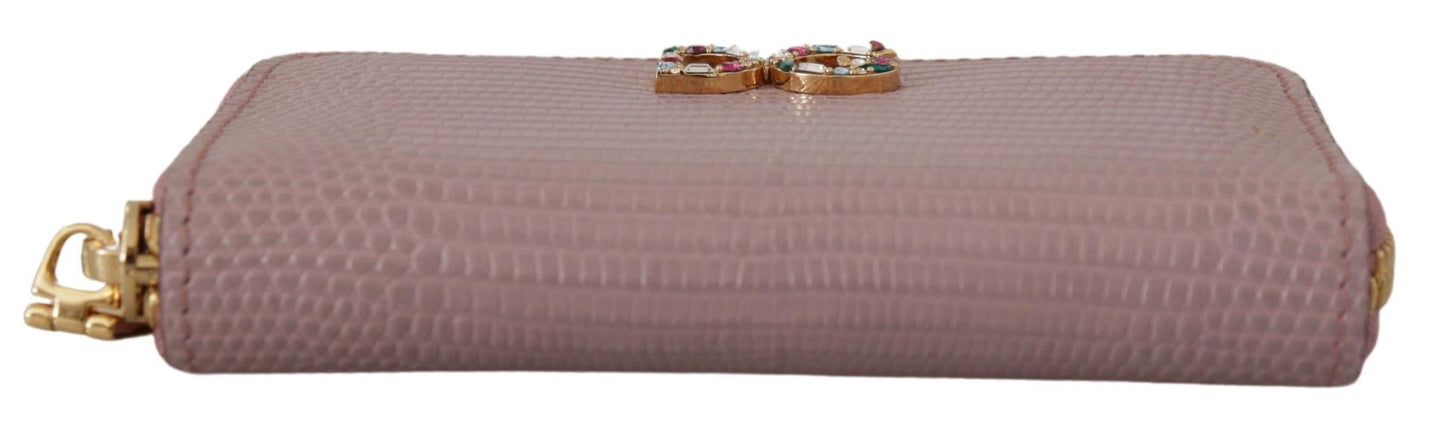 Dolce & Gabbana Elegant Pink Leather Zip Around Wallet