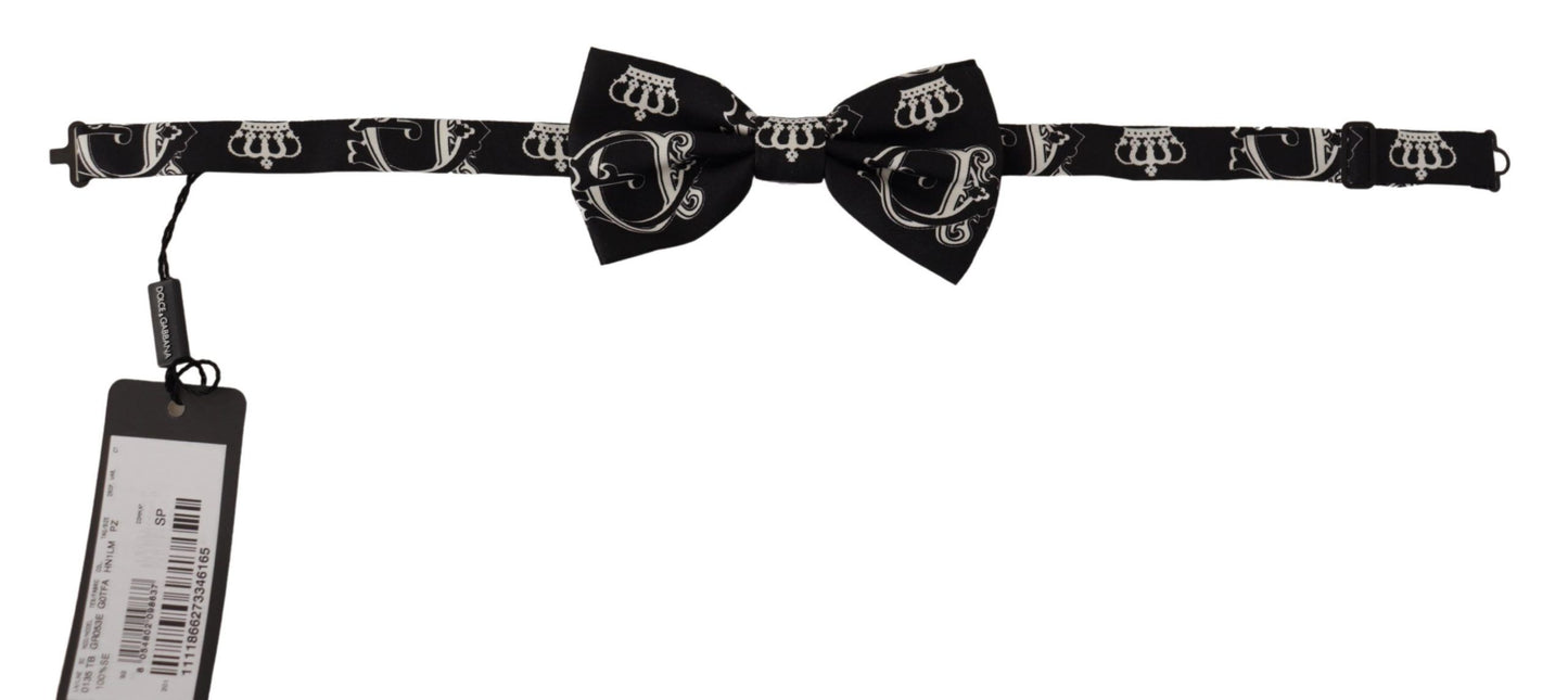 Dolce & Gabbana Elegant Silk Black Crown Bow Tie