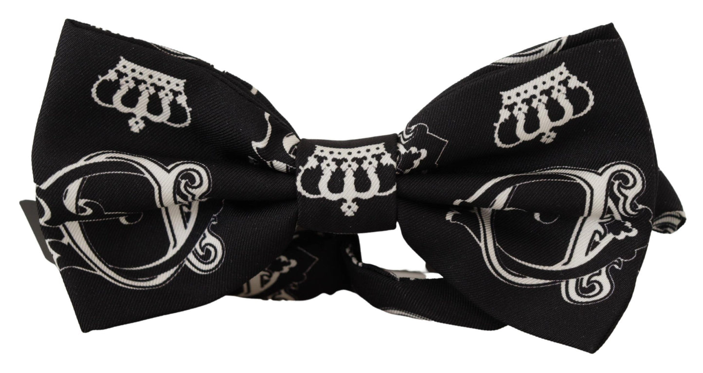 Dolce & Gabbana Elegant Silk Black Crown Bow Tie