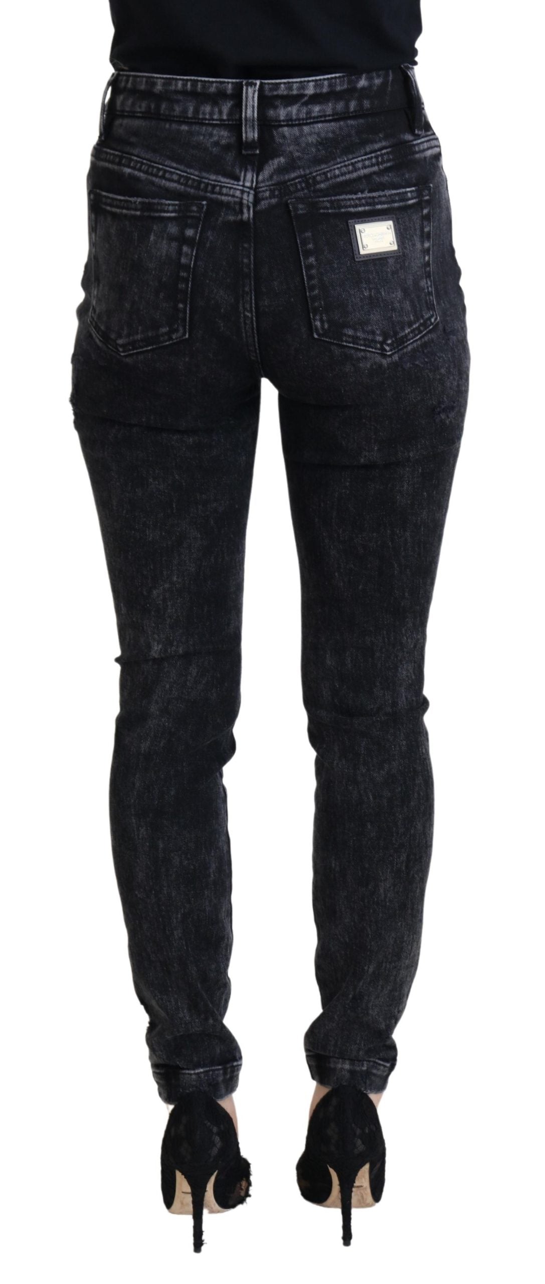 Dolce & Gabbana Elegant Black Denim Pants with Chic Detailing