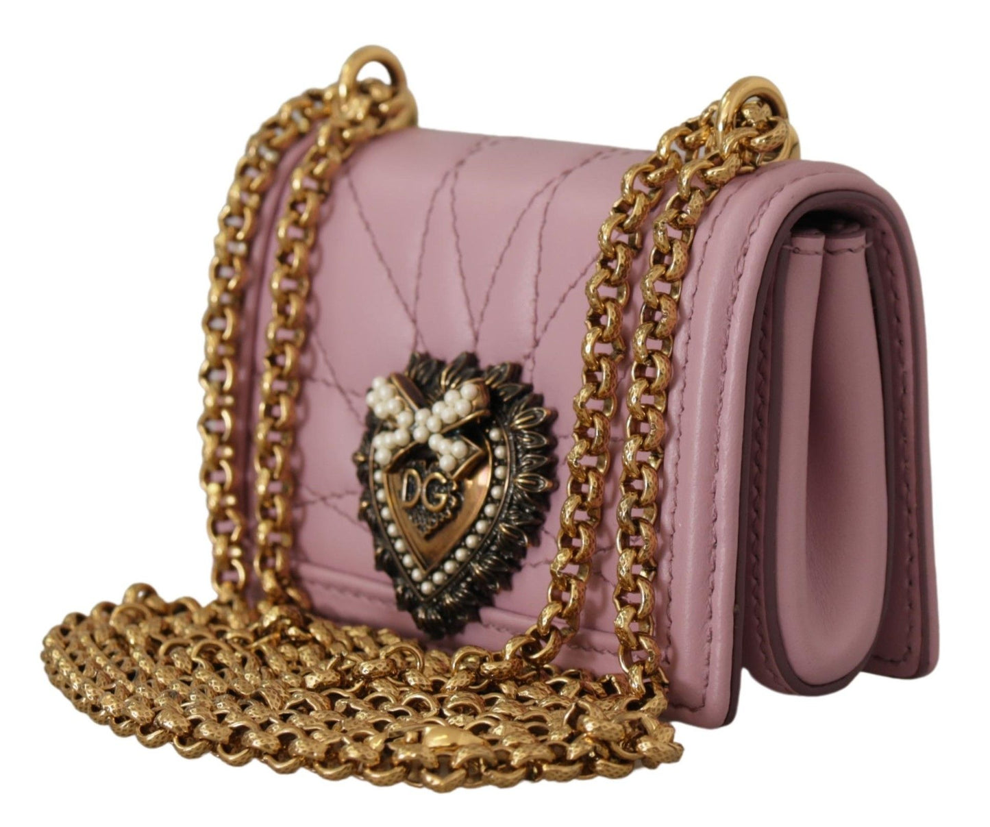 Dolce & Gabbana Elegant Pink Leather Micro Devotion Bag