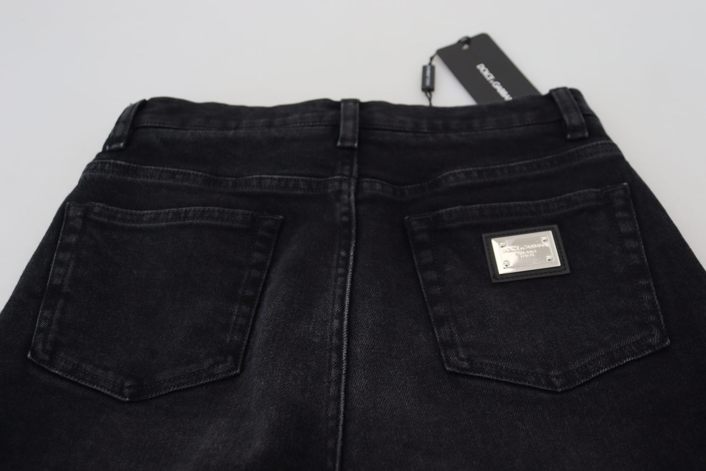 Dolce & Gabbana Black Washed Cotton High Waist Denim Jeans