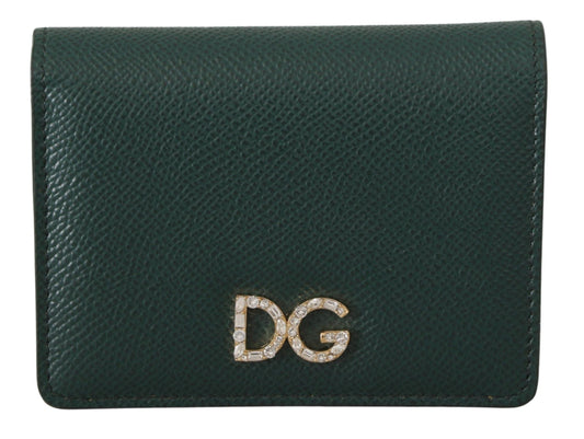 Dolce & Gabbana Elegant Green Leather Continental Wallet