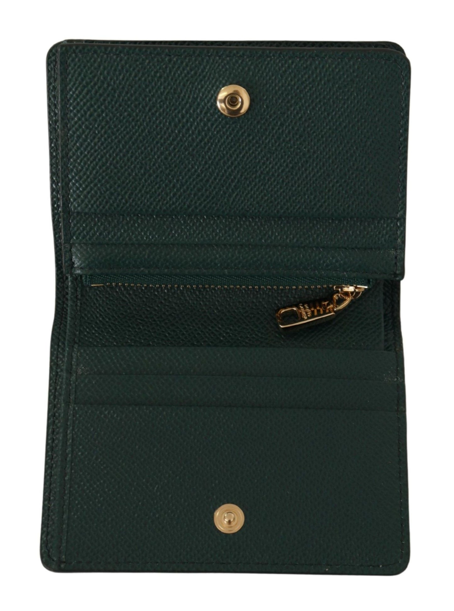 Dolce & Gabbana Elegant Green Leather Continental Wallet