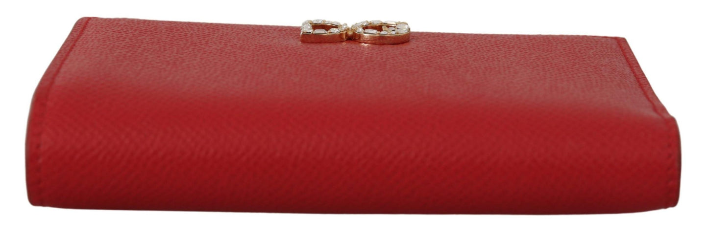 Dolce & Gabbana Elegant Red Leather Continental Bifold Wallet