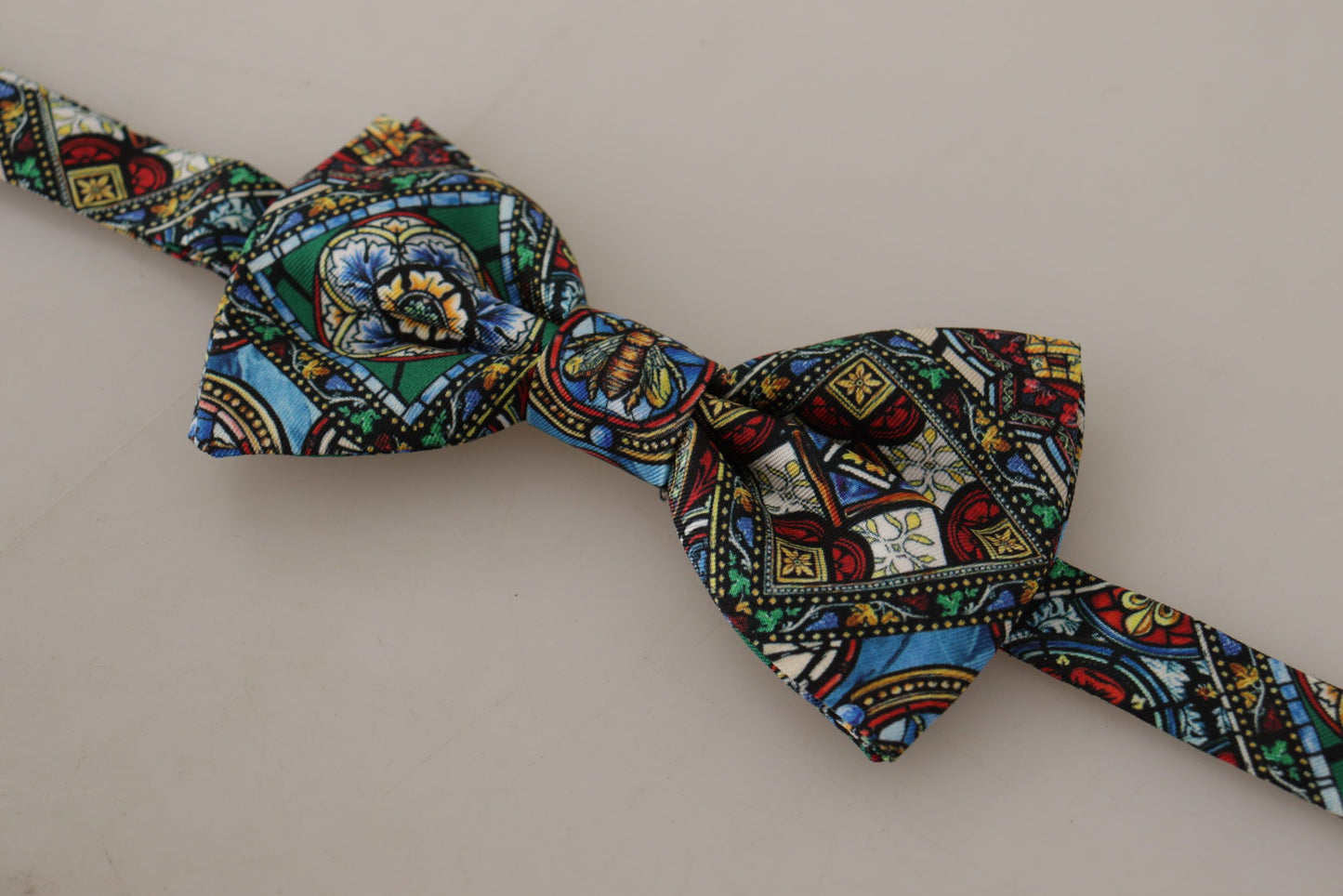 Dolce & Gabbana Elegant Majolica Print Silk Bow Tie