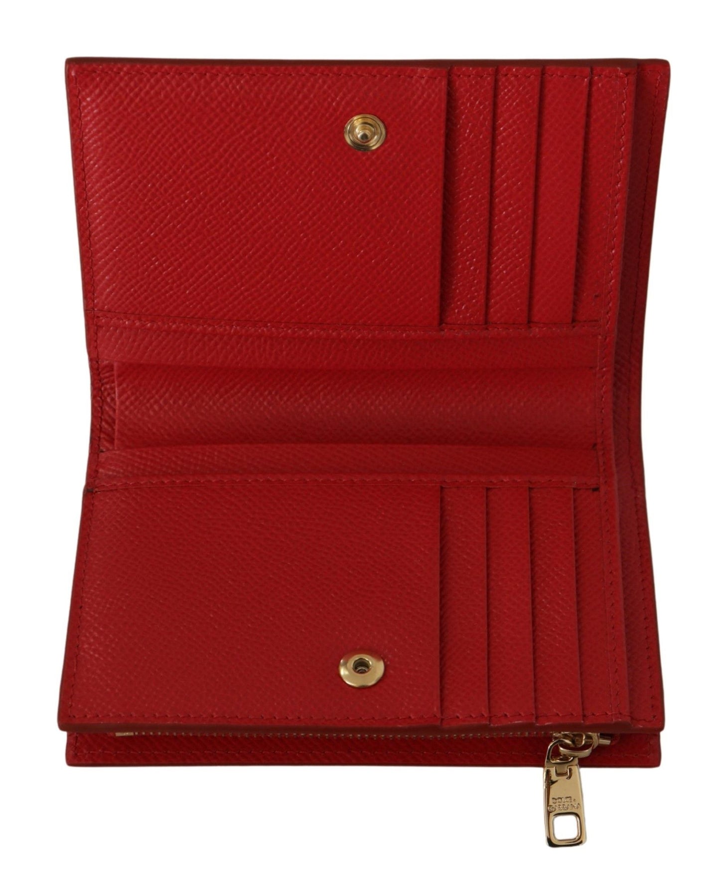 Dolce & Gabbana Elegant Red Leather Continental Bifold Wallet