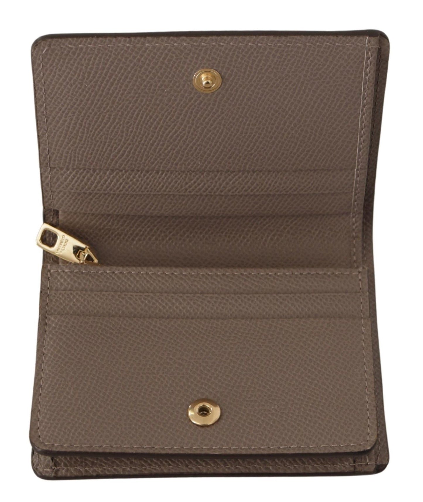 Dolce & Gabbana Elegant Beige Leather Continental Wallet