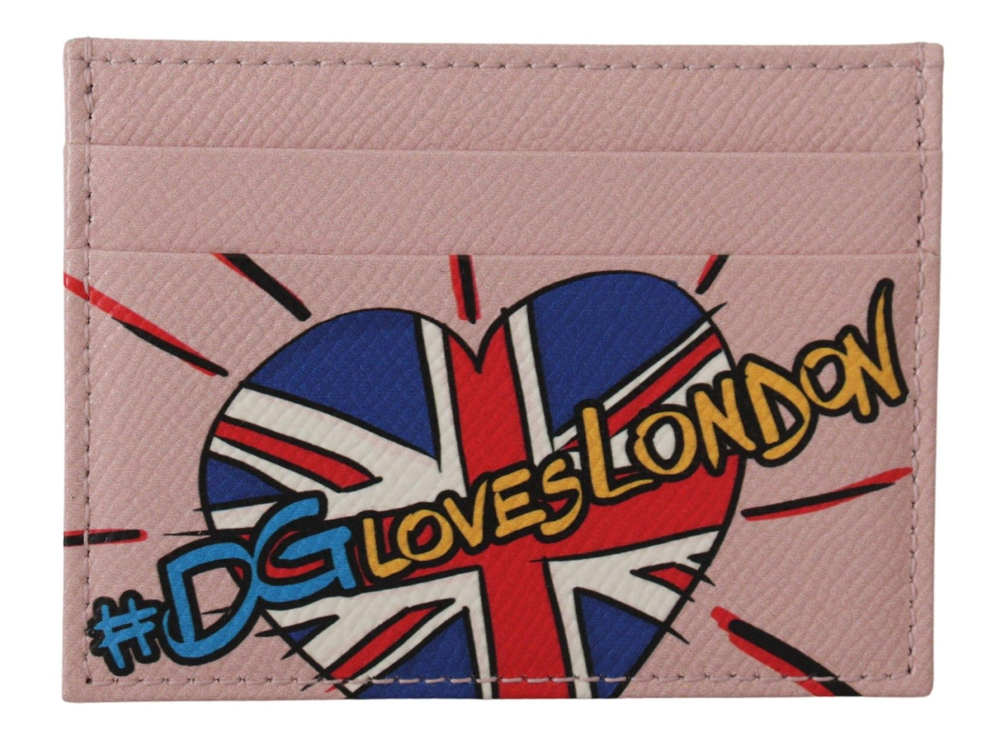 Dolce & Gabbana Chic Pink Leather Cardholder with Exclusive Print