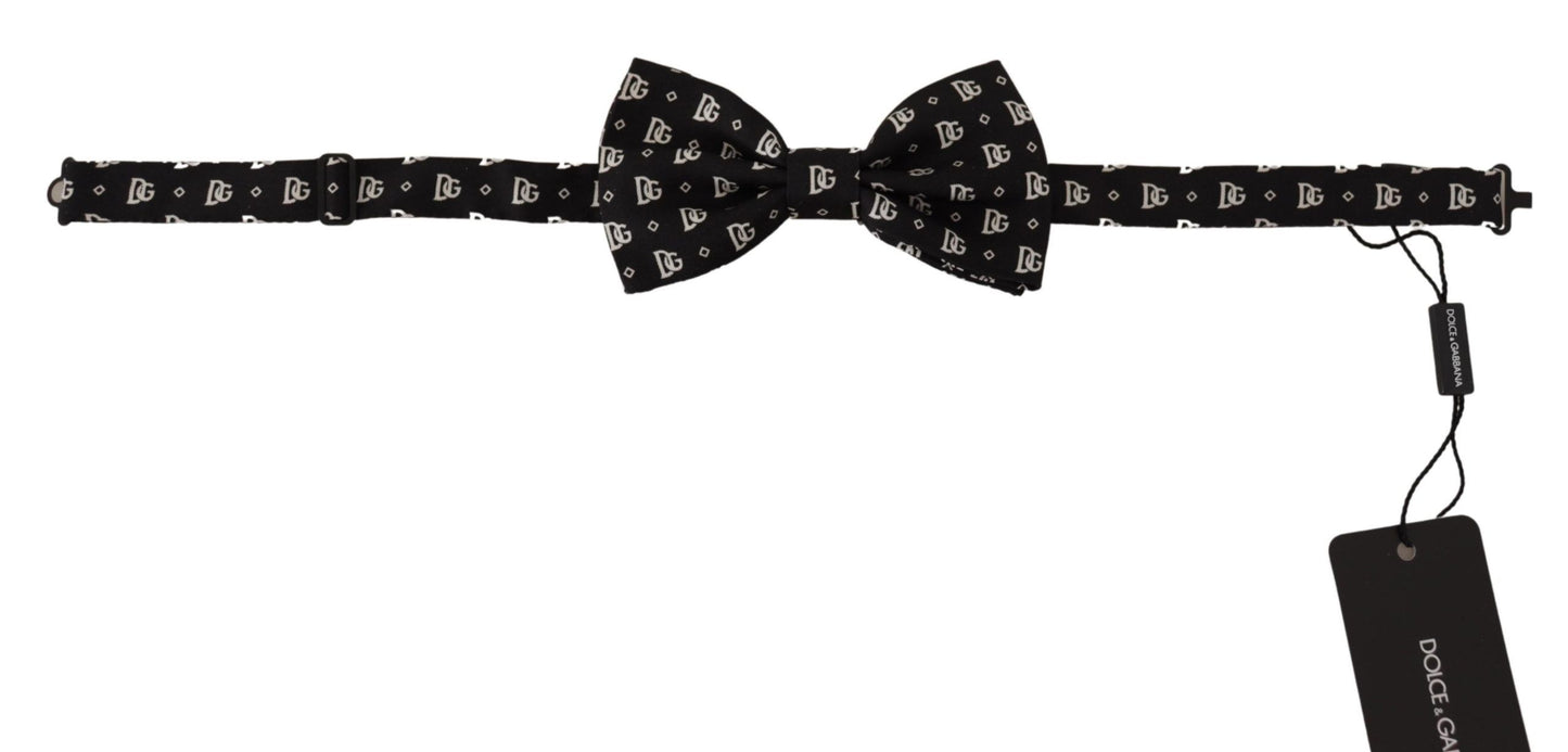 Dolce & Gabbana Elegant Silk Bow Tie in Black Logo Pattern