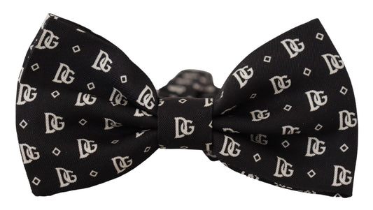 Dolce & Gabbana Elegant Silk Bow Tie in Black Logo Pattern