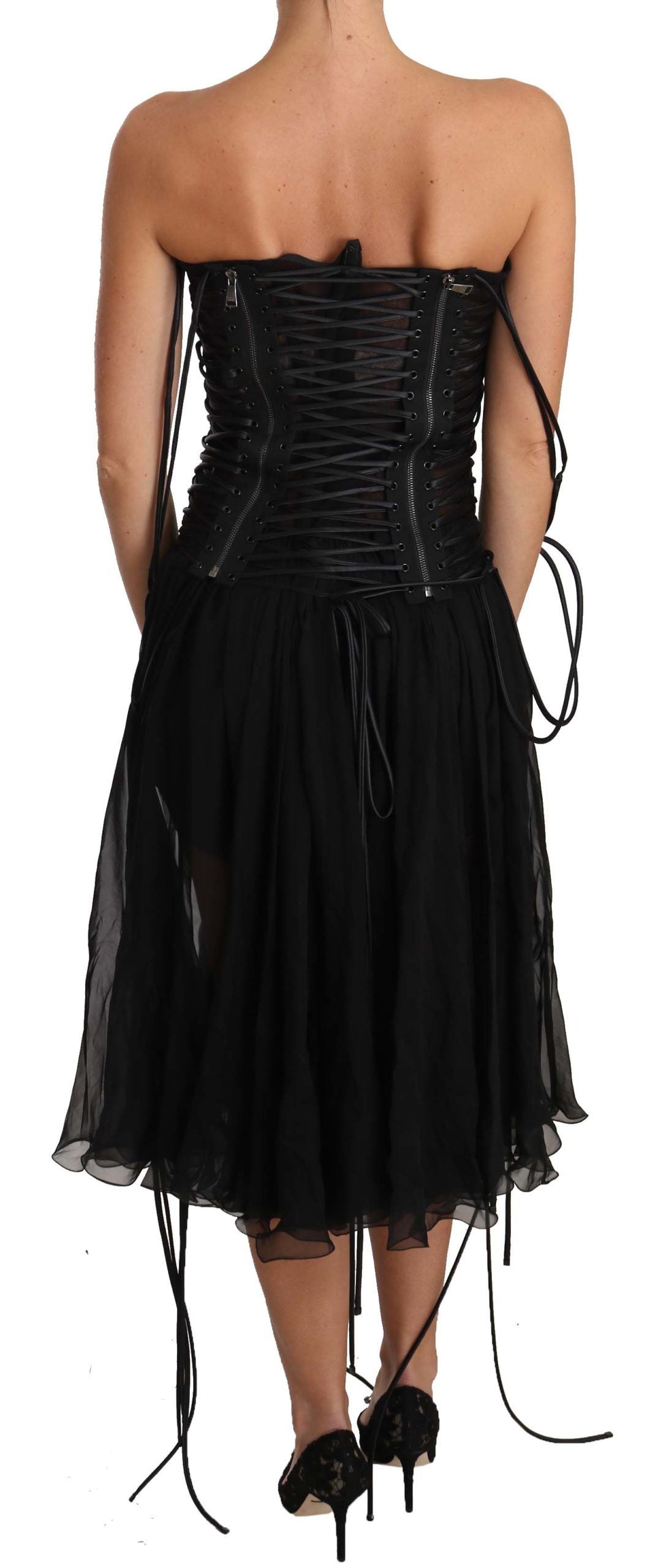 Dolce & Gabbana Elegant Strapless A-line Midi Corset Dress