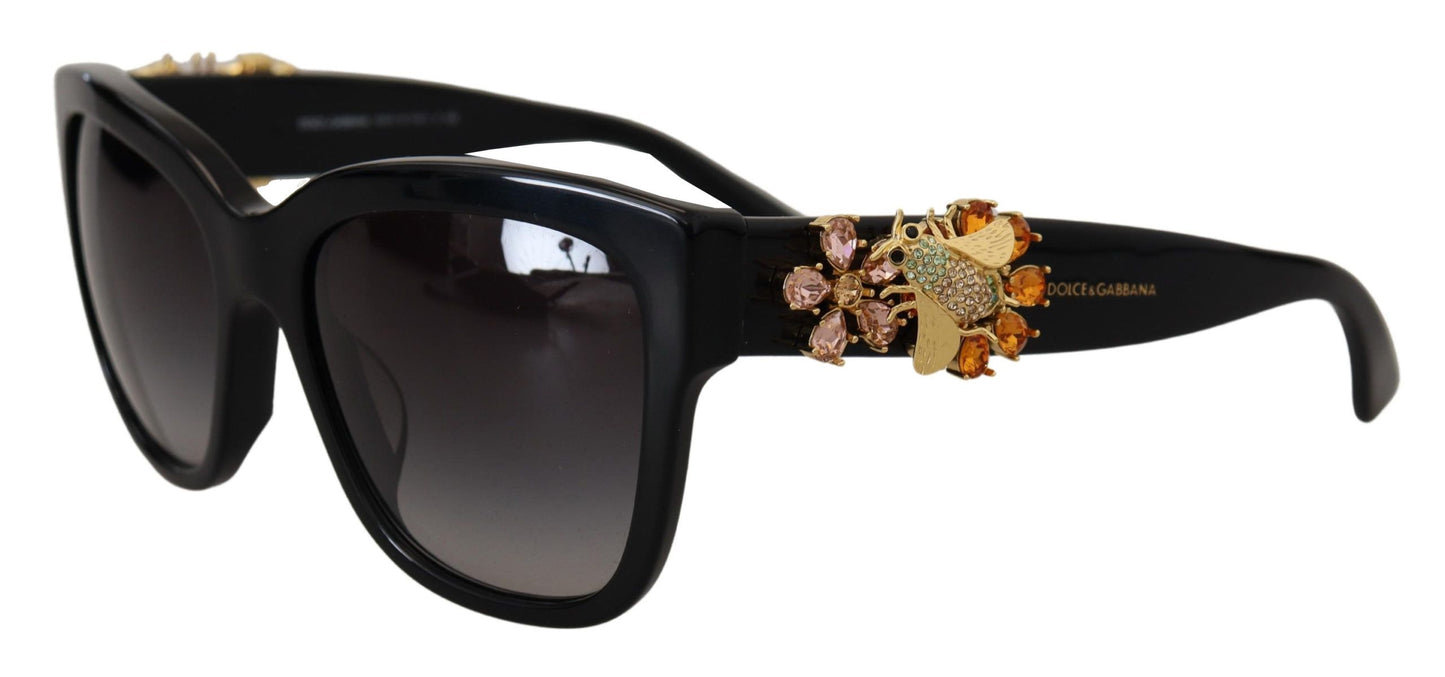 Dolce & Gabbana Elegant Gold-Embellished Black Sunglasses