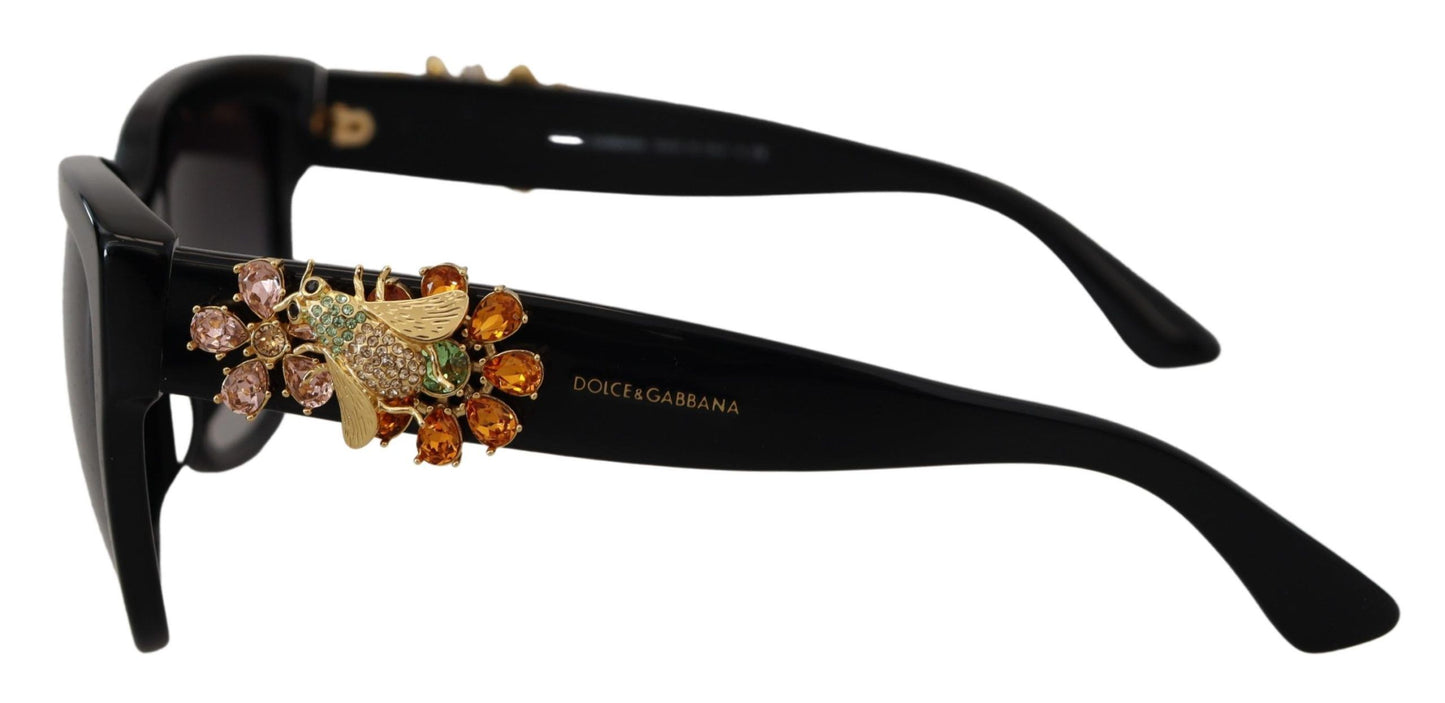 Dolce & Gabbana Elegant Gold-Embellished Black Sunglasses