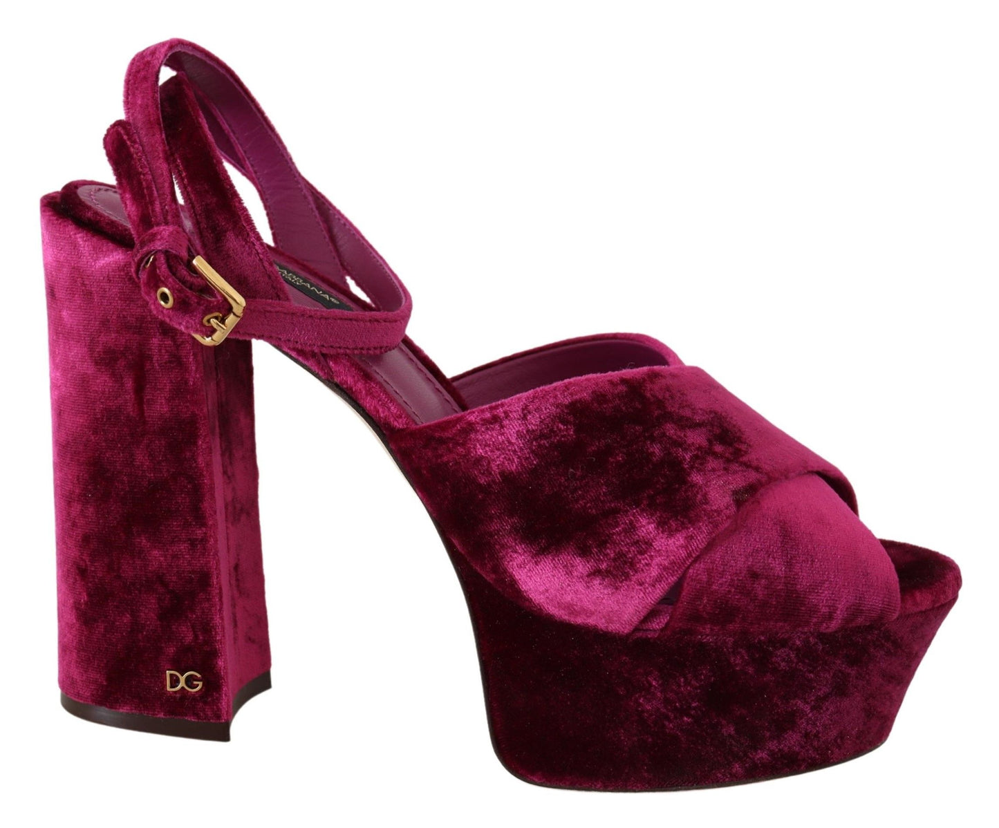 Dolce & Gabbana Sumptuous Velvet Platform Sandals in Pink