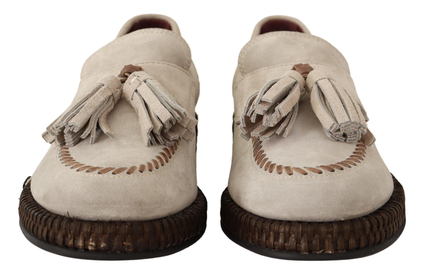 Dolce & Gabbana Cream Suede Leather Casual Espadrille Shoes