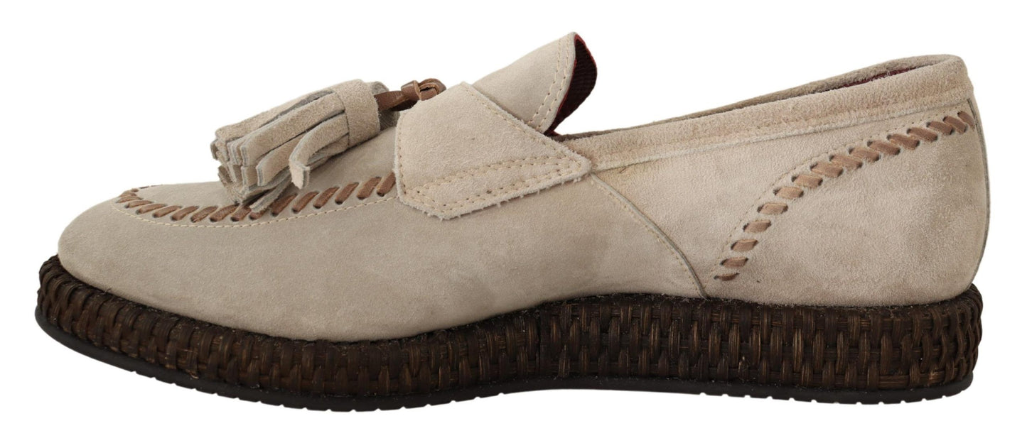 Dolce & Gabbana Cream Suede Leather Casual Espadrille Shoes