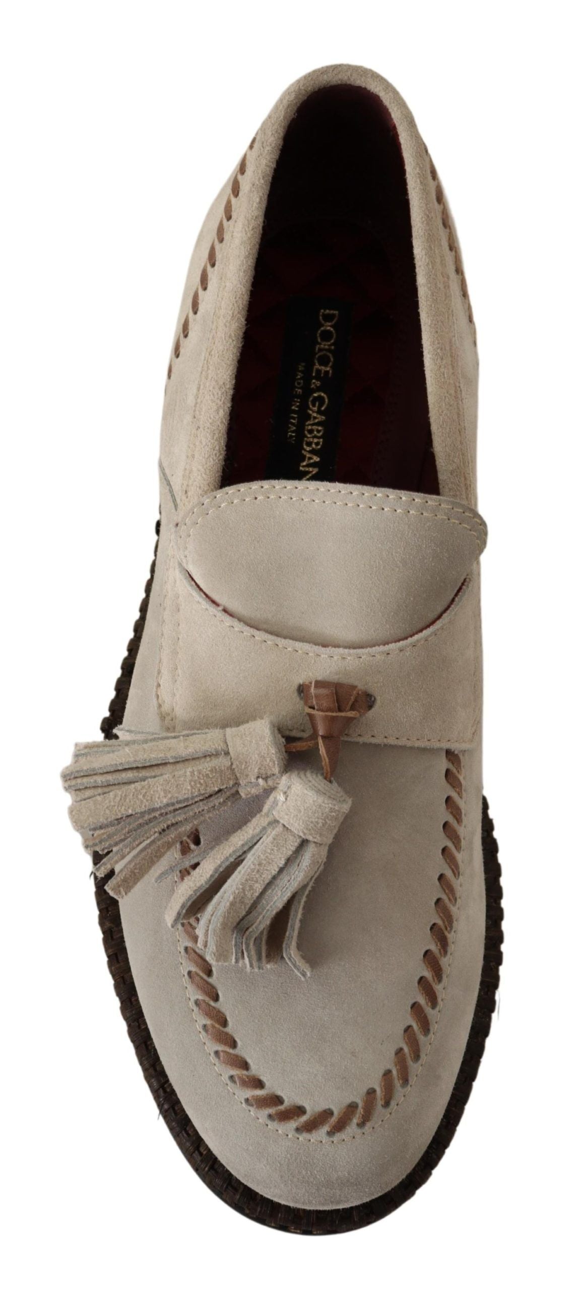 Dolce & Gabbana Cream Suede Leather Casual Espadrille Shoes