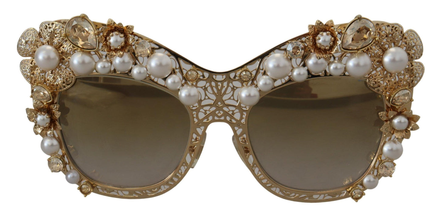 Dolce & Gabbana Ortensia Embellished Gold Sunglasses