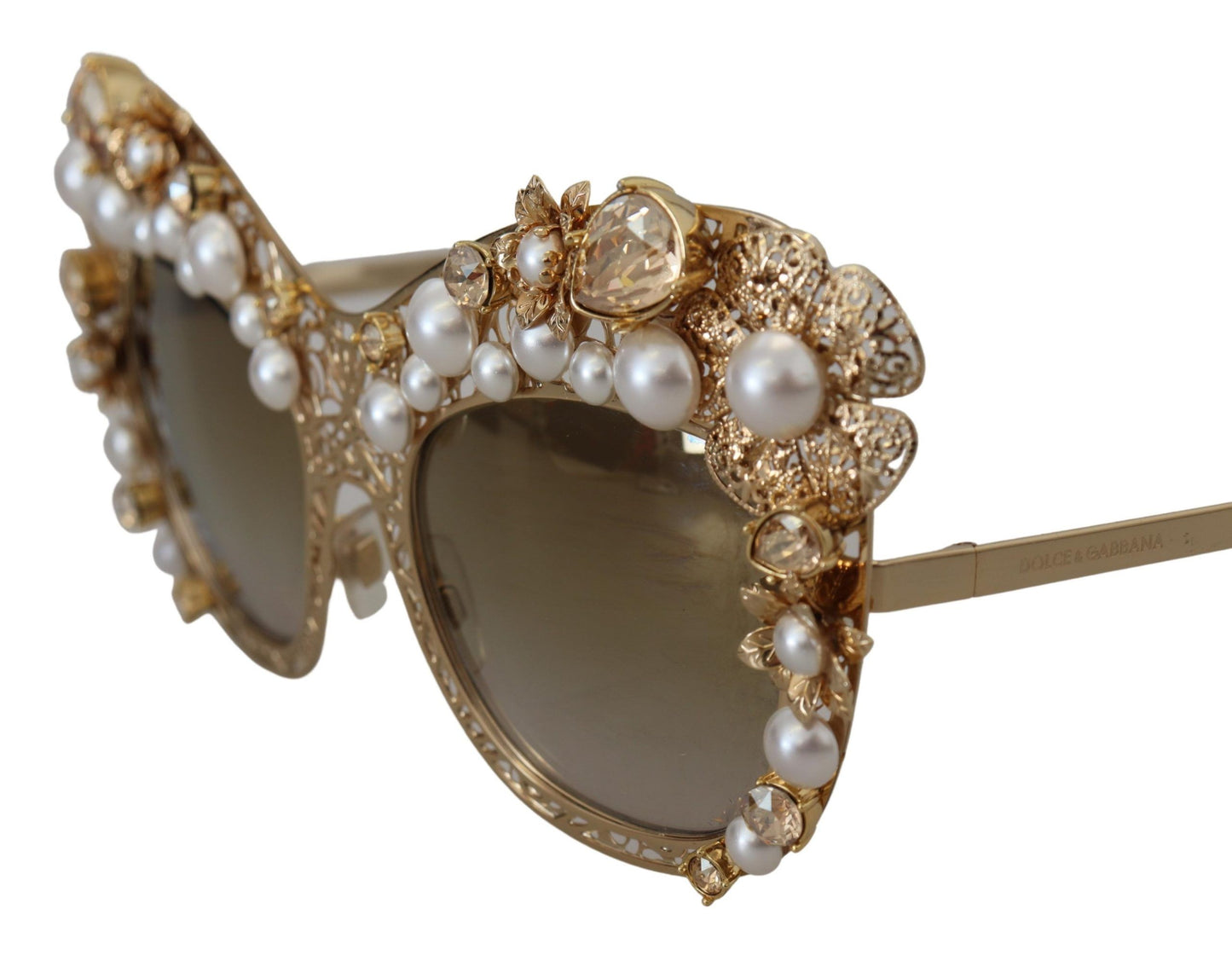 Dolce & Gabbana Ortensia Embellished Gold Sunglasses