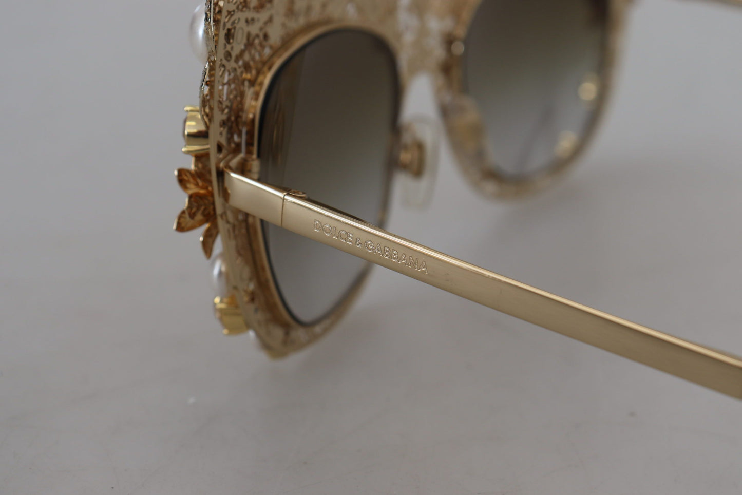 Dolce & Gabbana Ortensia Embellished Gold Sunglasses