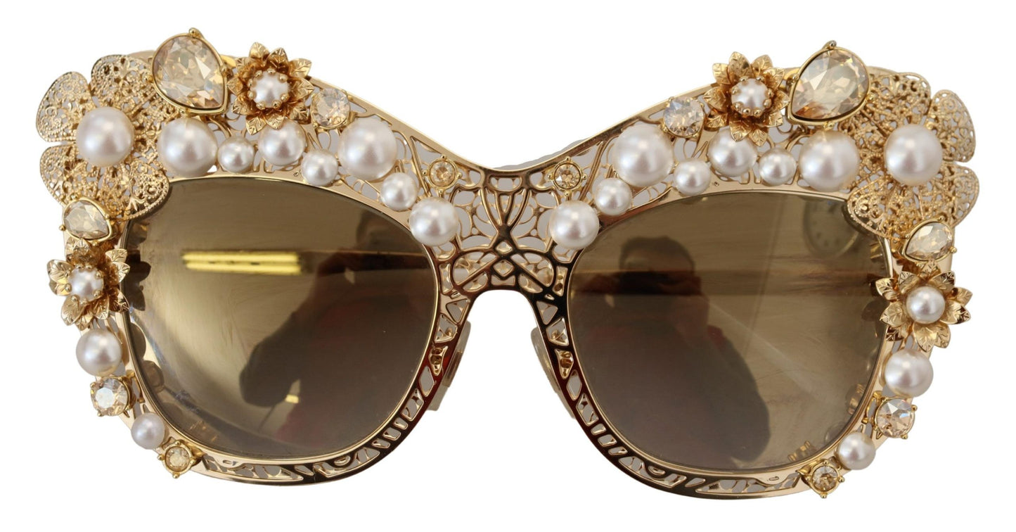 Dolce & Gabbana Ortensia Embellished Gold Sunglasses