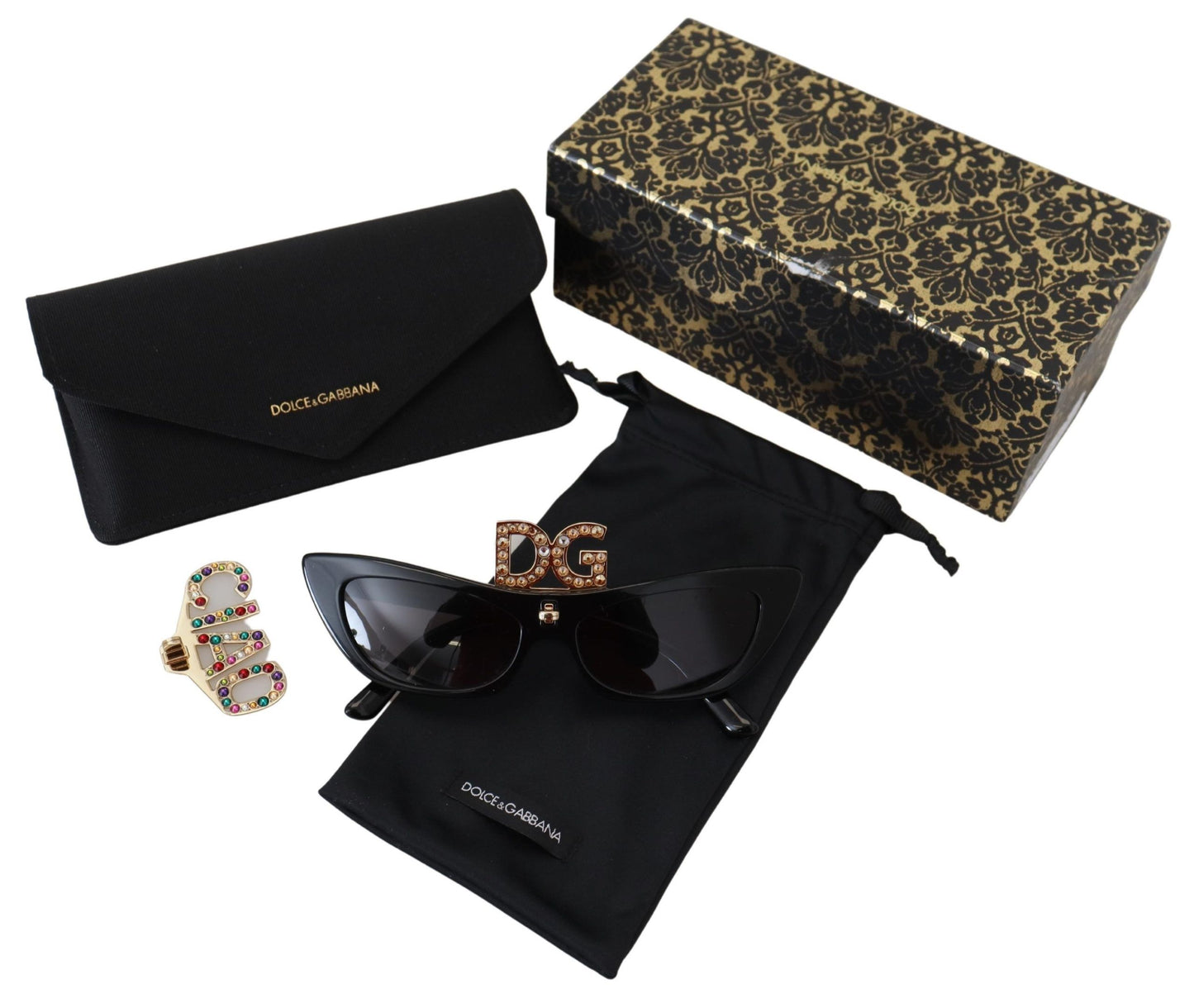 Dolce & Gabbana Chic Crystal-Embellished Cat Eye Sunglasses