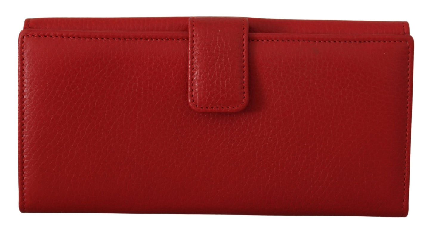 Dolce & Gabbana Elegant Red Leather Bifold Continental Wallet