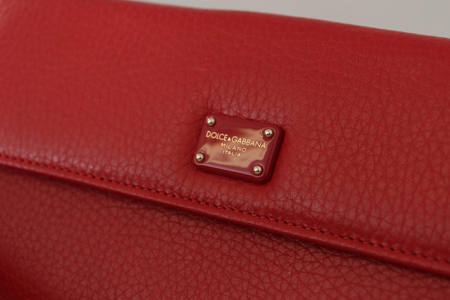 Dolce & Gabbana Elegant Red Leather Bifold Continental Wallet