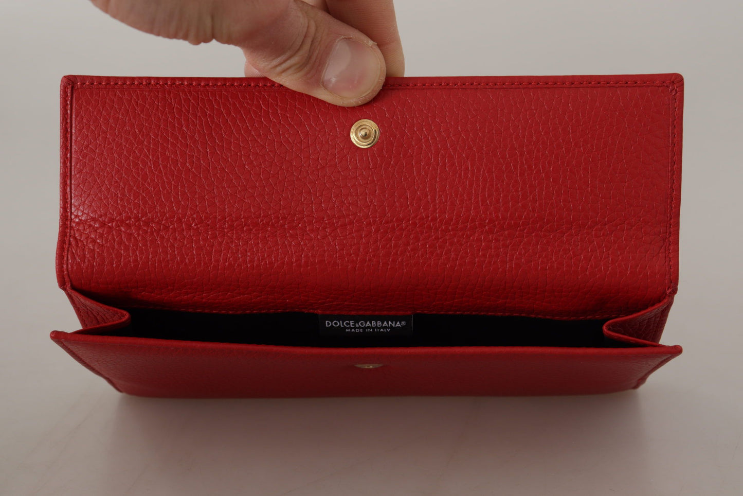 Dolce & Gabbana Elegant Red Leather Bifold Continental Wallet