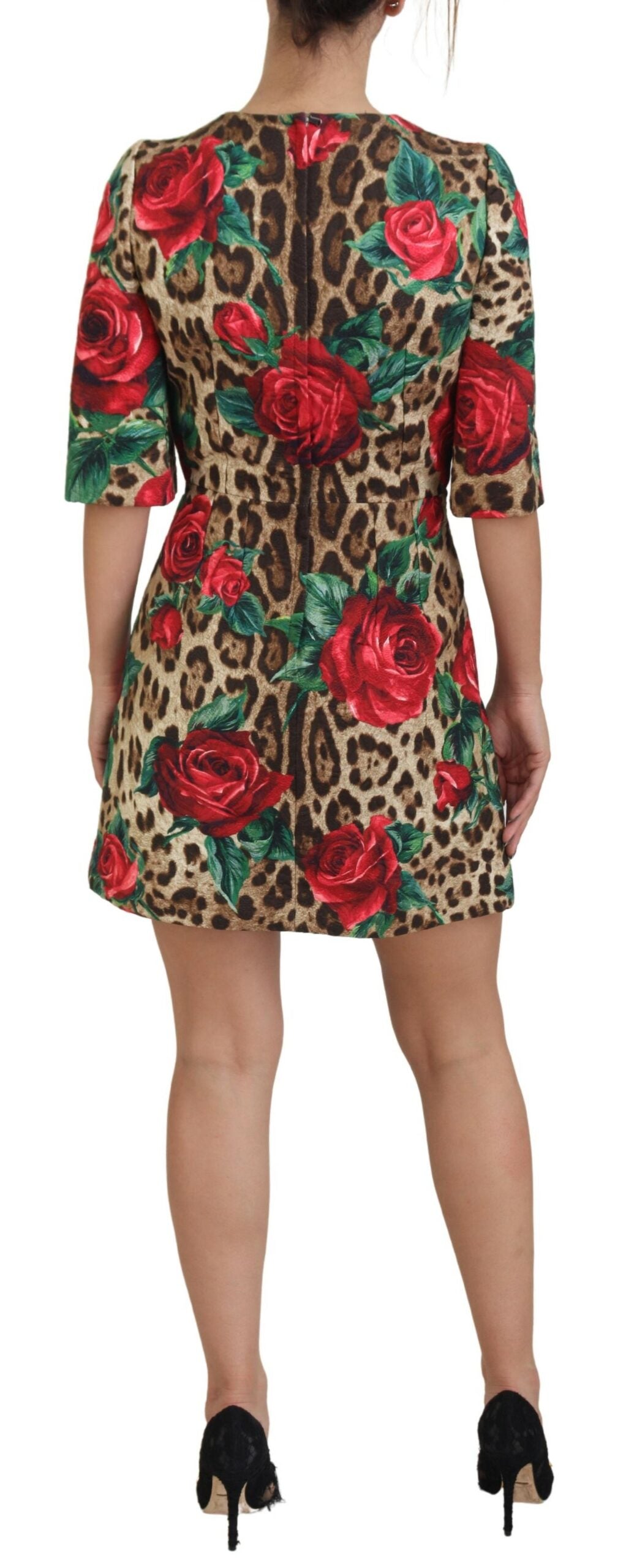 Dolce & Gabbana Colorful Leopard & Floral Print A-Line Dress