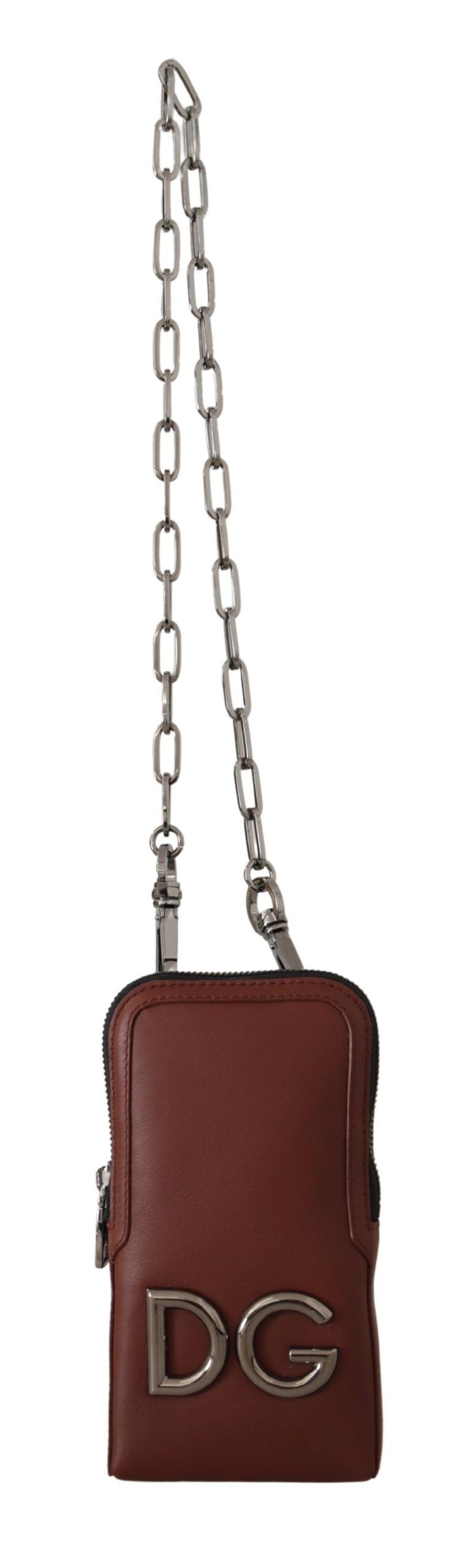 Dolce & Gabbana Elegant Leather Phone Pocket Wallet with Chain