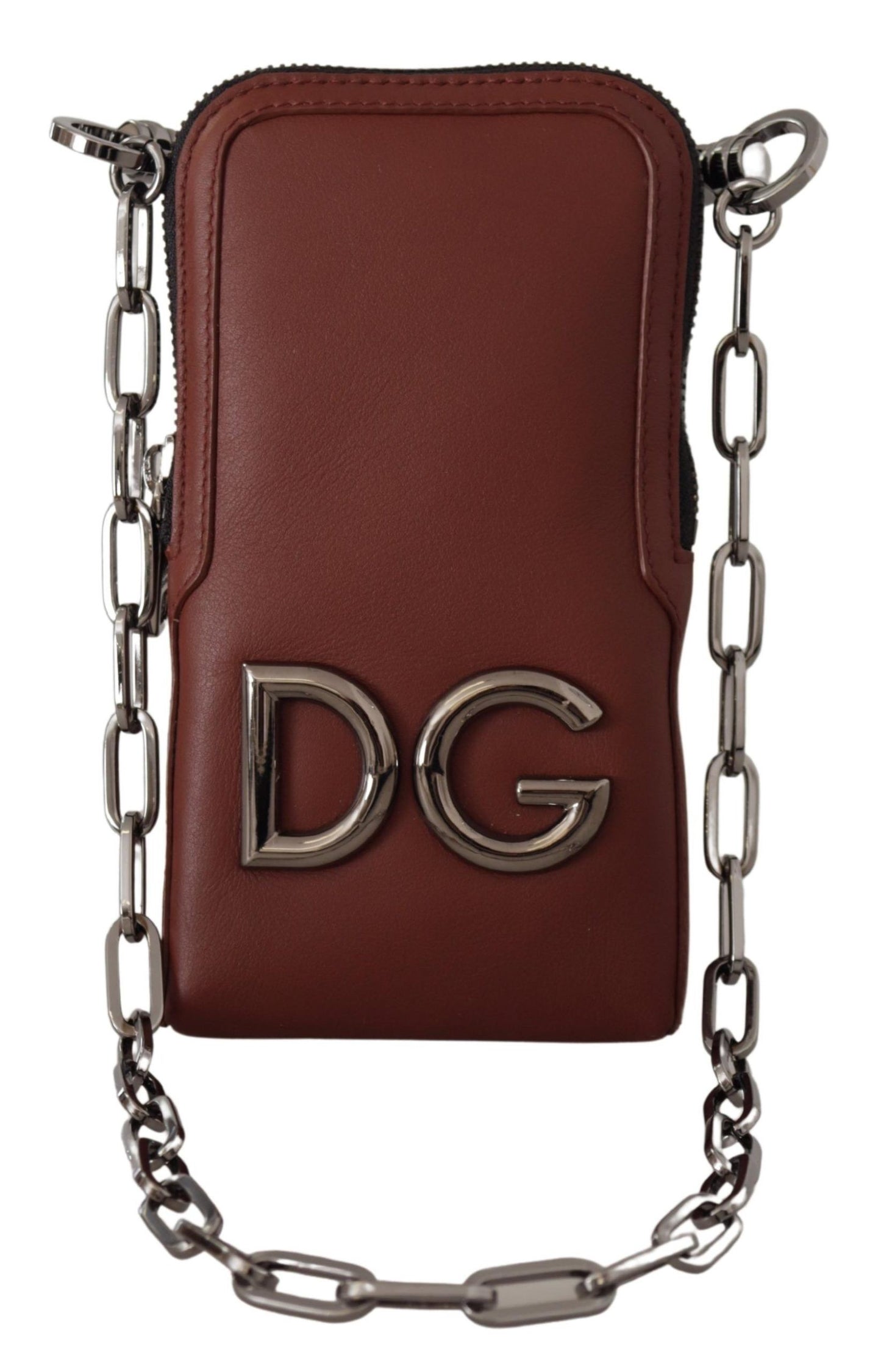 Dolce & Gabbana Elegant Leather Phone Pocket Wallet with Chain