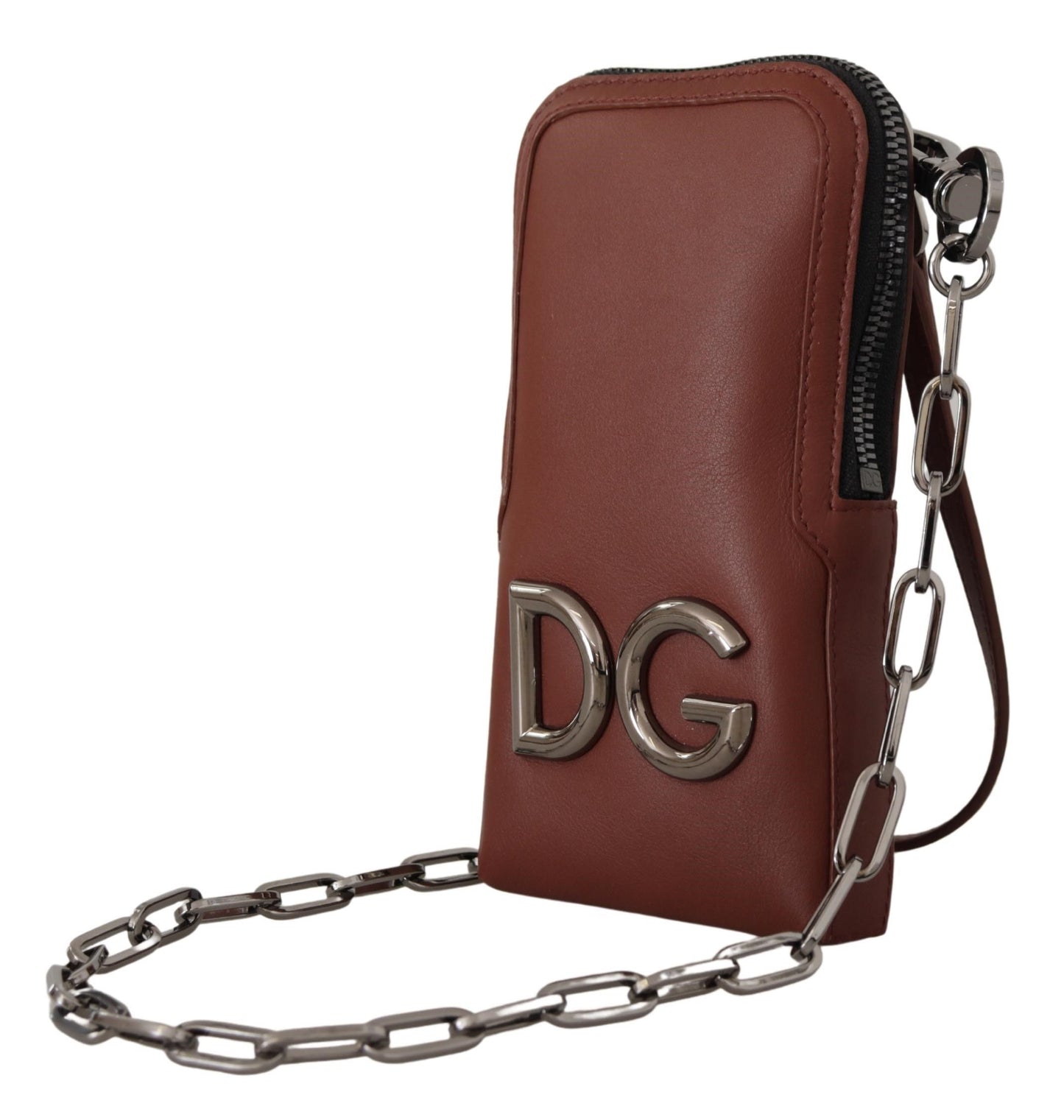 Dolce & Gabbana Elegant Leather Phone Pocket Wallet with Chain