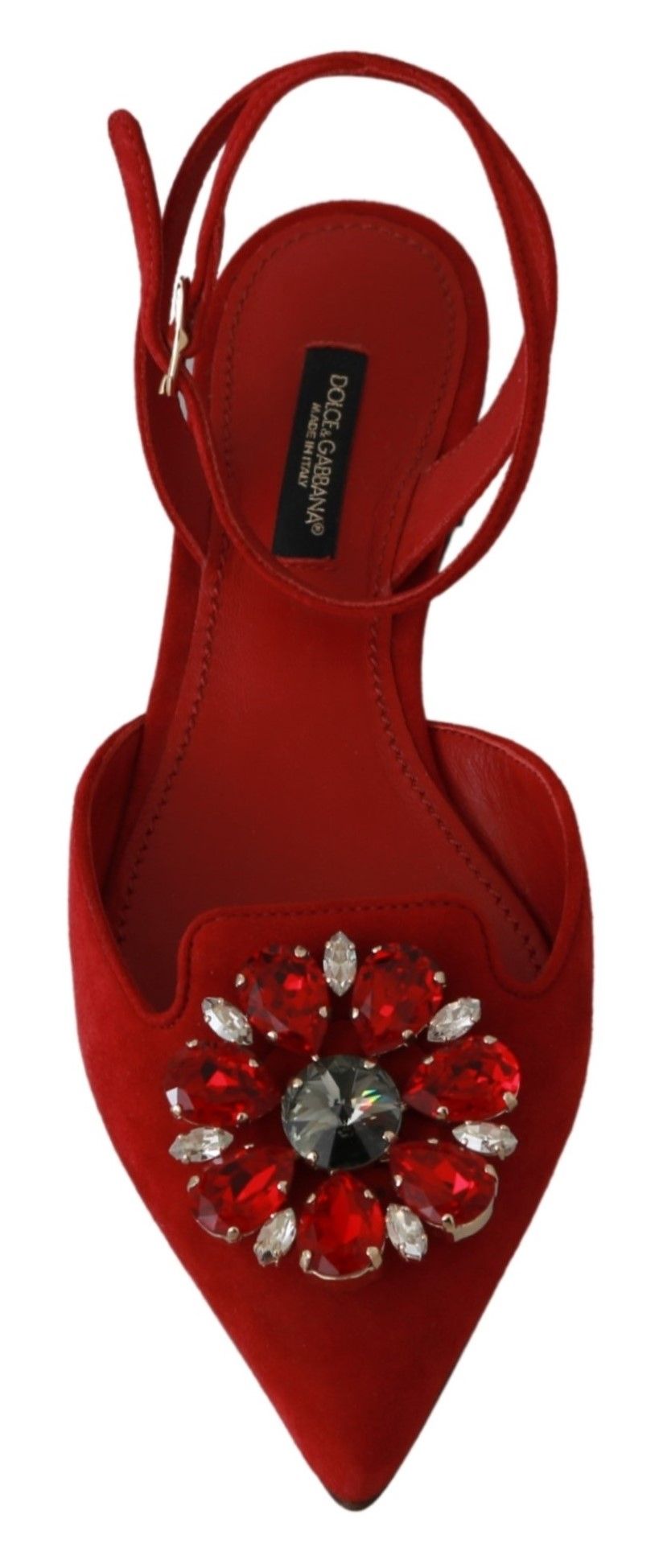 Dolce & Gabbana Chic Red Goat Skin Crystal Sandals