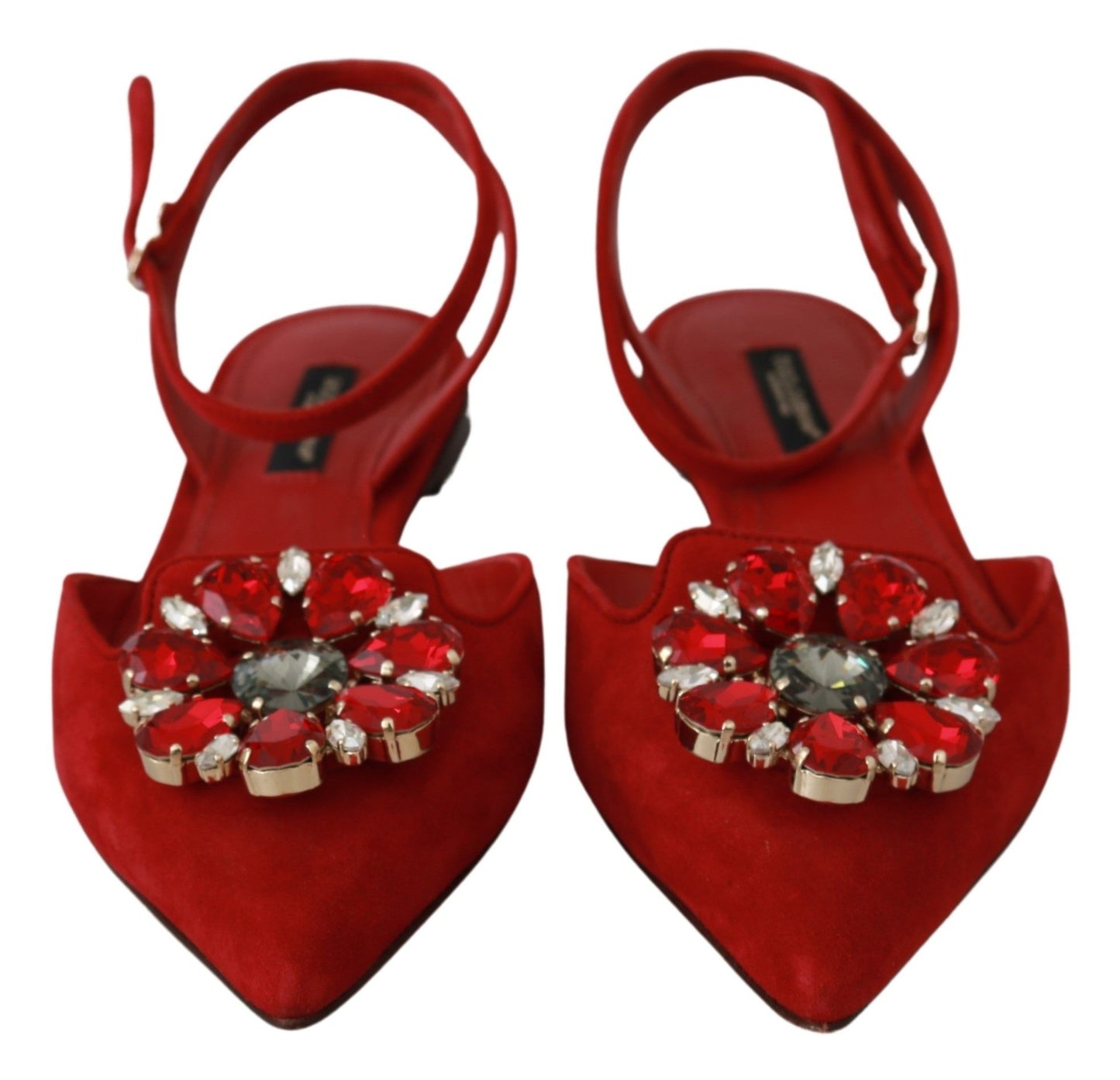 Dolce & Gabbana Chic Red Goat Skin Crystal Sandals