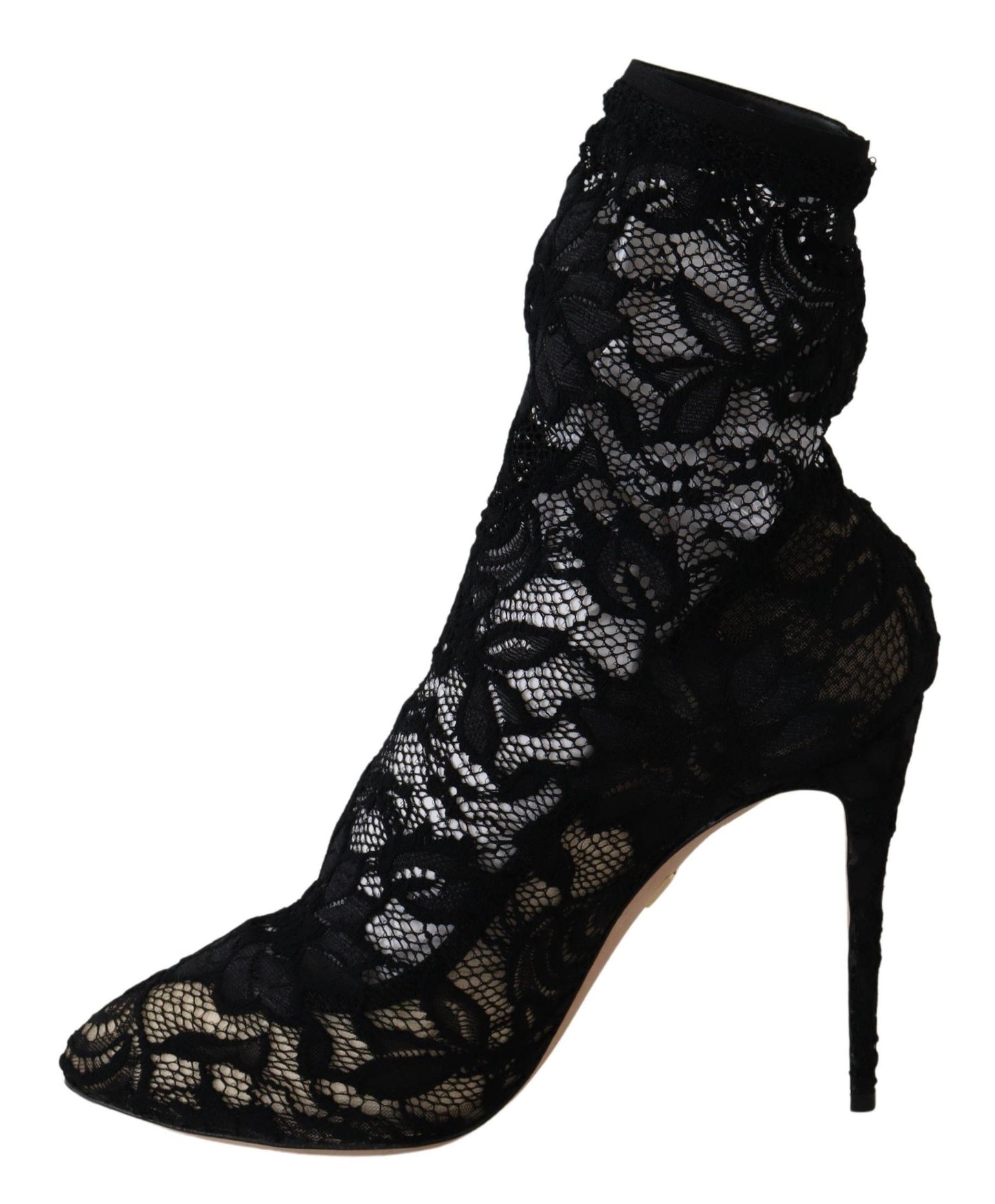 Dolce & Gabbana Elegant Black Openwork Stiletto Ankle Boots