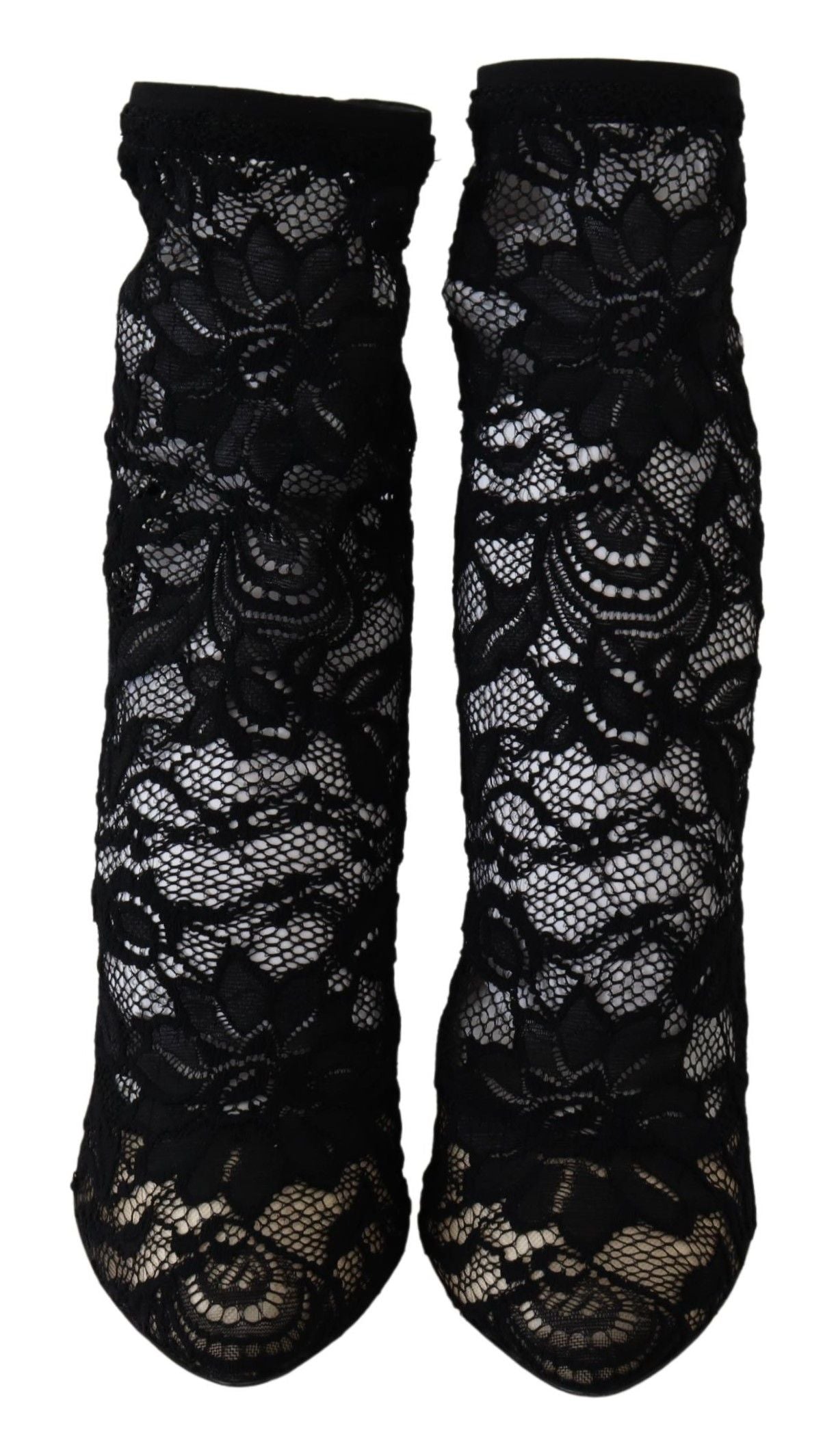 Dolce & Gabbana Elegant Black Openwork Stiletto Ankle Boots